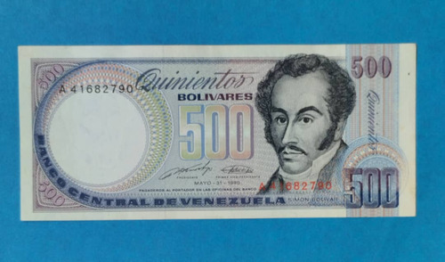 Billete De 500 Bs De 1990 A-8, Leve Uso.