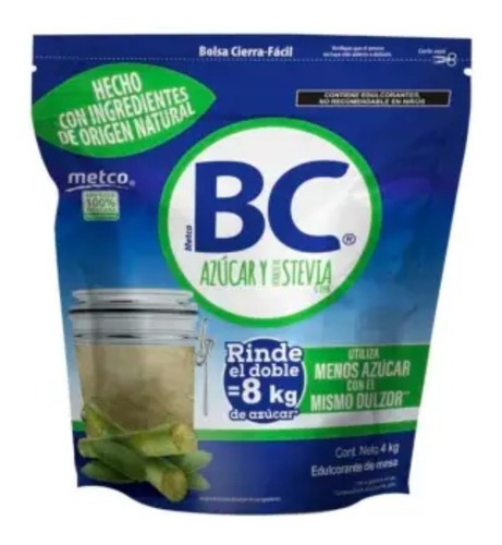 Azúcar Bc Metco 4 Kg Baja En Calorias, Rinde El Doble 5pzas