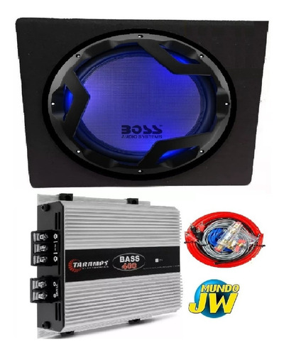 Combo Subwoofer Boss Led + Potencia Taramps + Kit + Caja