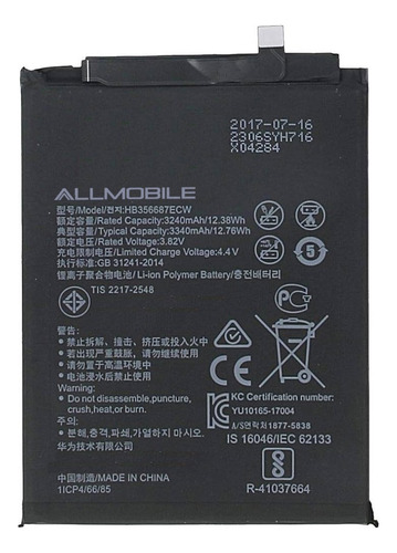 Pila Interna Hb356687ecw 3300 Mah Para Huawei P30 Lite