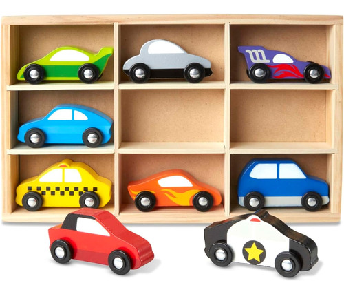 Set De Coches De Madera Melissa & Doug En Bandeja De Madera