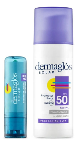 Dermaglós Combo Protector Solar Facial Efecto Seco + Labial