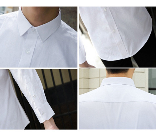 Camisa De Vestir Hombre Moda Slim Color Sólido Manga Larga