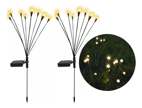 Kit 2 Luminaria Solar Para Jardín Firefly Light 8 Leds