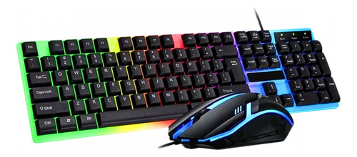 Kit Teclado E Mouse Gamer Semi Mecânico Led Rgb Mouse Preto Teclado Preto