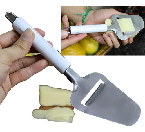 Cortador de queso manual, cortador plano, cuchillo para queso de acero inoxidable, color mármol blanco