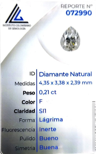 Diamante Natural Certificado 0.21ct 