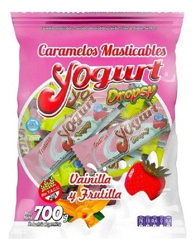 Caramelos Masticables Dropsy Frutilla X700g 100u 