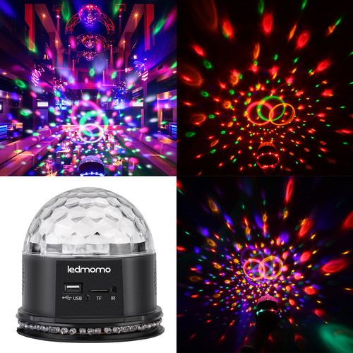 Ledmomo Crystal Ball Light, 6 Colores, Color Negro, Con Mp3,