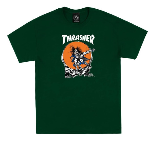 Camiseta Thrasher Skate Outlaw (mediana, Verde Bosque)