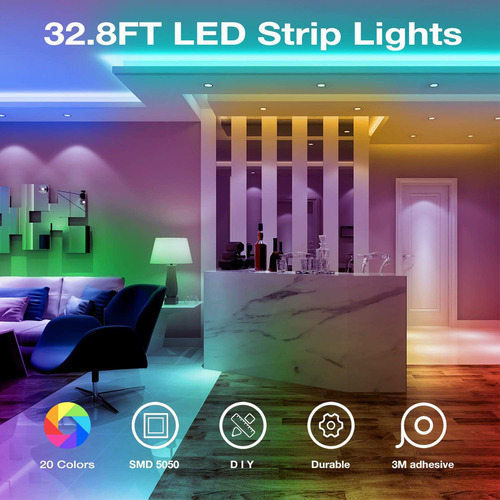 Kit De Tira Led De Daybetter 32.8 Pies Con Remoto Y De La Fu