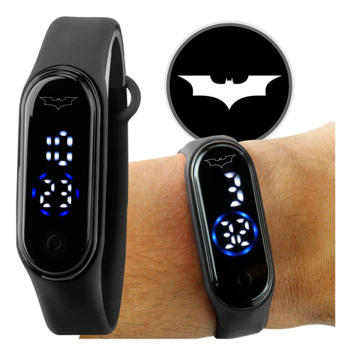 Relógio Digital Prova D'água Bracelete Infantil Batman Preto