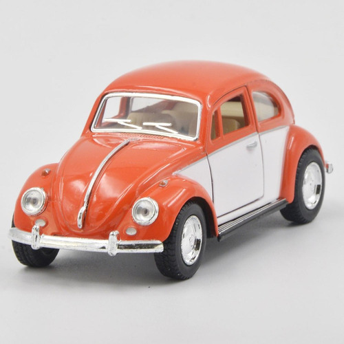 Volkswagen Bettle Naranja Blanco Escala 1:32