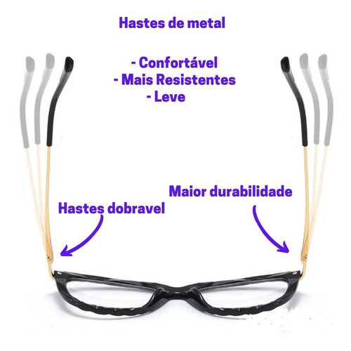 Imagem 6 de 10 de Óculos P/grau Armações Acetato Metal Geek Novidade