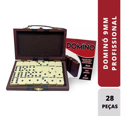 Jogo De Dominó Profissional 28 Peças E Maleta 1 Linha Branco - SQ