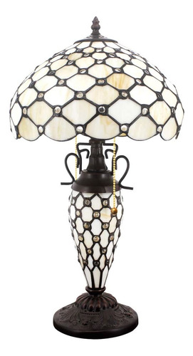Lámpara De Mesa Estilo Tiffany, Color Crema, Vitral, L...