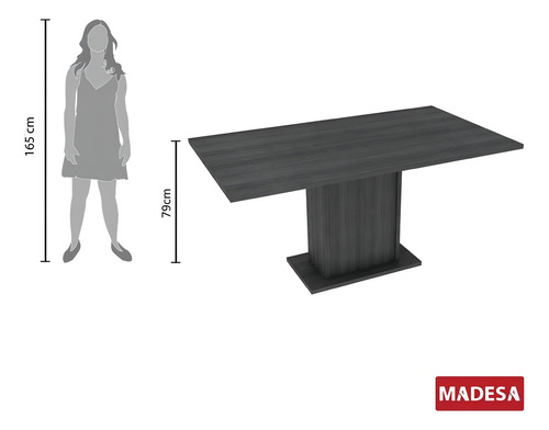 Mesa de Comedor Rectangular Madesa 5275 Color Rústico/Negro