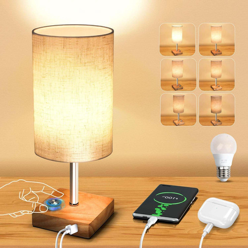 Lámpara De Mesa Con Puerto Usb, Lámpara De Noche Usb Regulab