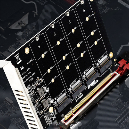 4 Port M.2 Nvme Ssd To Pcie X16m Key Hard Drive Converter Re