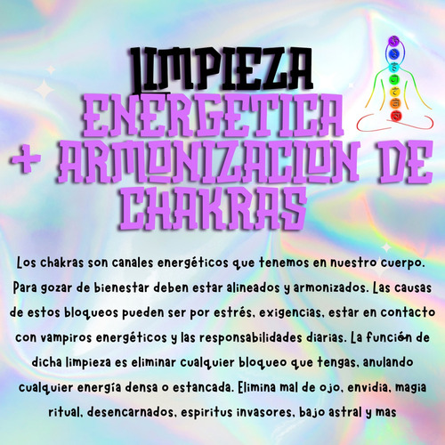 Limpieza Energetica + Armonizacion De Chakras A Distancia