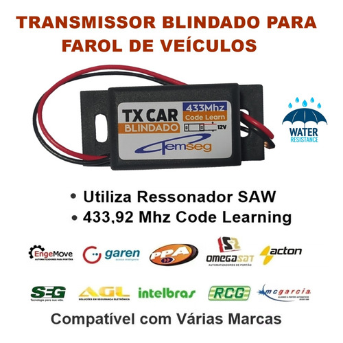Tx Car 433mhz Long Range Portão Automa Garen Ppa Seg 10 Unid