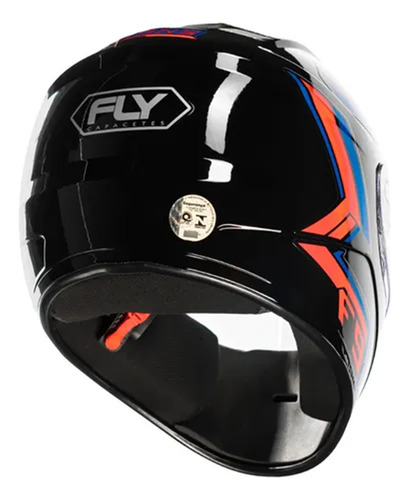 Capacete Fly F-9 Hg Hans Preto Brilhante Com Vermelho Moto