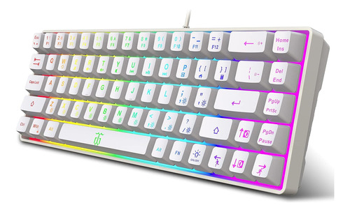 Teclado Mecanico Blanco 68 Teclas Rgb 60%