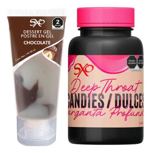 Lubricante Postre Chocolate Sxo 30ml + Dulces Deep Throat Chocolate Fresa