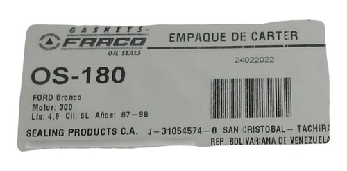 Empacadura De  Carter Ford Bronco Motor 300 6 Cil 87-98 