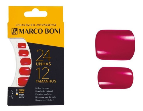 Kit Com 24 Unhas Postiças Em Gel Autoadesiva Com 12 Tamanhos Cor Pink