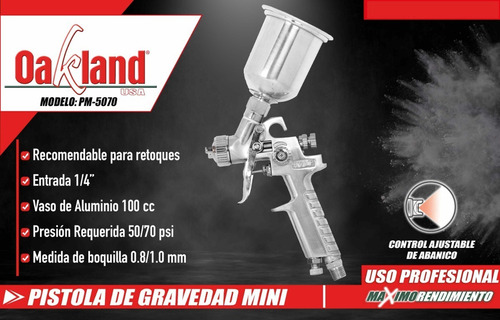 Pistola De Gravedad Mini 100 Ml 1 Mm Ideal P/retoques Oaklan