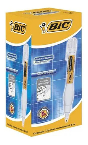 Corrector Liquid Paper Pluma Bolígrafo Bic 12 Unidades