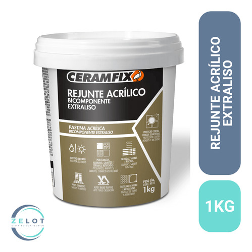 Rejunte Acrilico Extraliso Ceramfix 1kg Platina Kit 10un