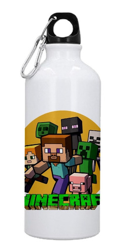 Botella De Agua Metalica Acero Inoxidable Minecraft Grupo