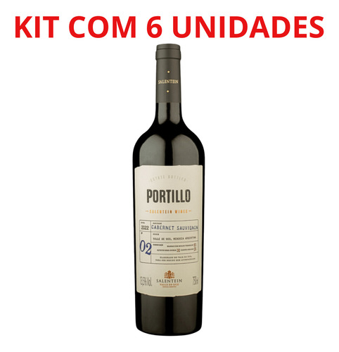 Vinho Argentino Portillo Cab Sauvig 750ml Tto Kit Com 6