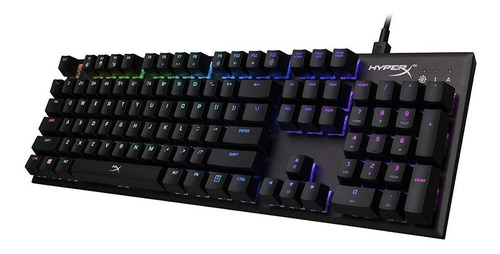Teclado para pc QWERTY HyperX Alloy FPS Kailh Silver Speed inglés US negro con luz RGB