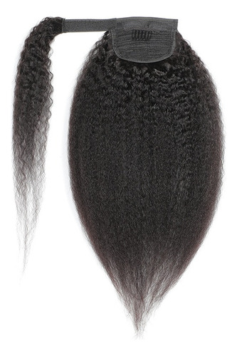 Rabo De Cavalo Cabelo Humano Crespo Liso Cor Preto 25cm 70g