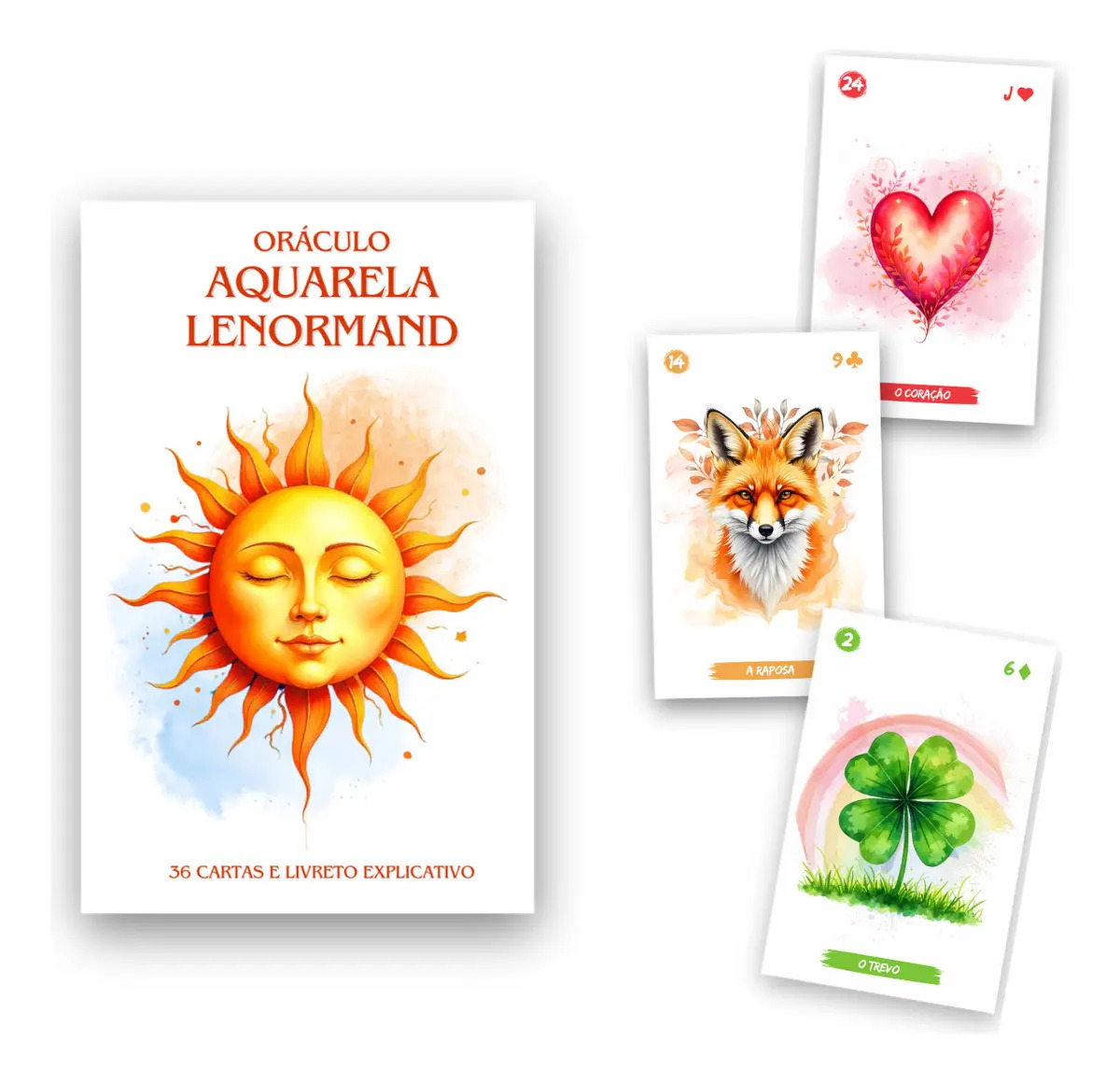 Baralho Cigano Aquarela Lenormand 36 Cartas Plastificadas Aya Mystic