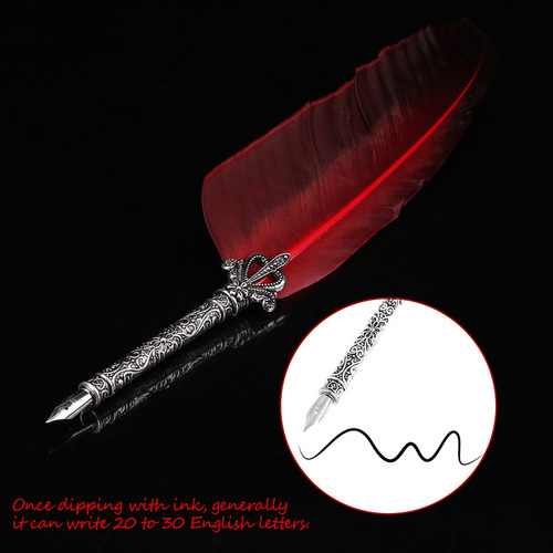 Pluma De Pluma Roja De Pluma De Estilo Antiguo De Caligrafía