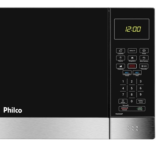 Microondas Philco Pmo26ip 26 Litros Menu Fit Preto Com Inox 220v