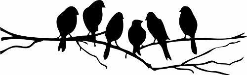 Picniva Negro 22  X 7  Del Árbol Del Pájaro Arte Mural Sede 