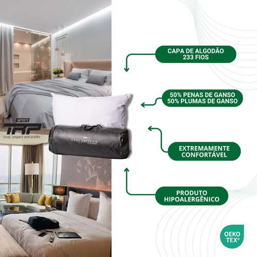 Travesseiro Gans Exclusiv Harmony 50% Penas 50% Plumas Cor Branco
