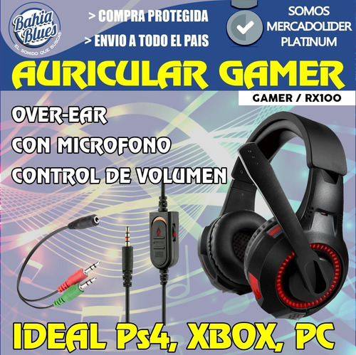 Auricular Gamer Ps4 Xbox Con Microfono Pc Gaming Skype