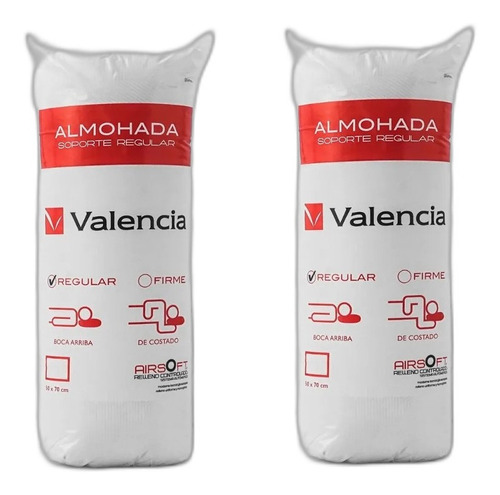 Valencia Regular - Almohada Cannon - 70 X 50 Cm - Pack De 2 