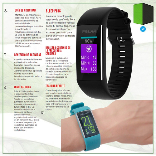 Smartwatch Polar A370 Reloj Frecuencia Cardíaca M Y L Negro