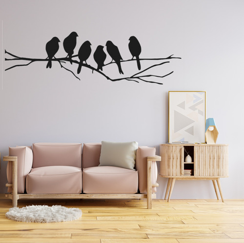 Vinilo Decorativo Para Pared Pajaro En Rama 80x30cm