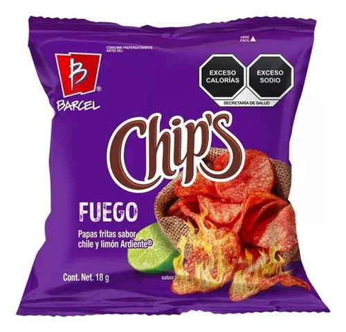 Barcel Mini Chips Fuego Botana Papas Fritas 25pz 450g