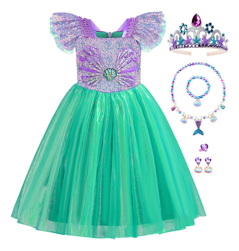 Vestido De Princesa Ariel Sirenita Para Niña Fiesta De