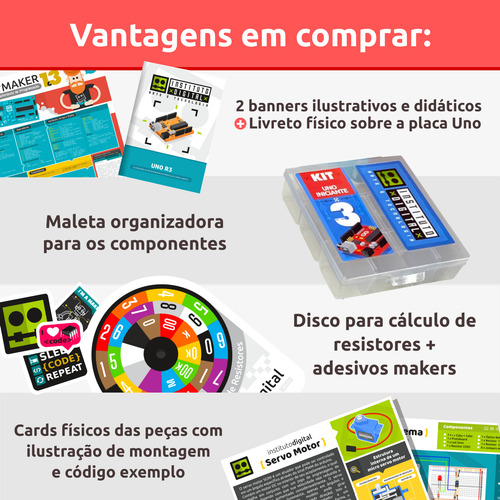 10 X Kit Uno R3 Para Arduino Iniciante 3 + Tutorial Completo