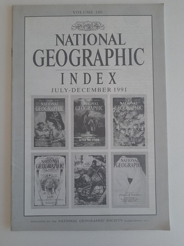 Indicé Revista National Geographic Julio - Dic. 1991 Ingles